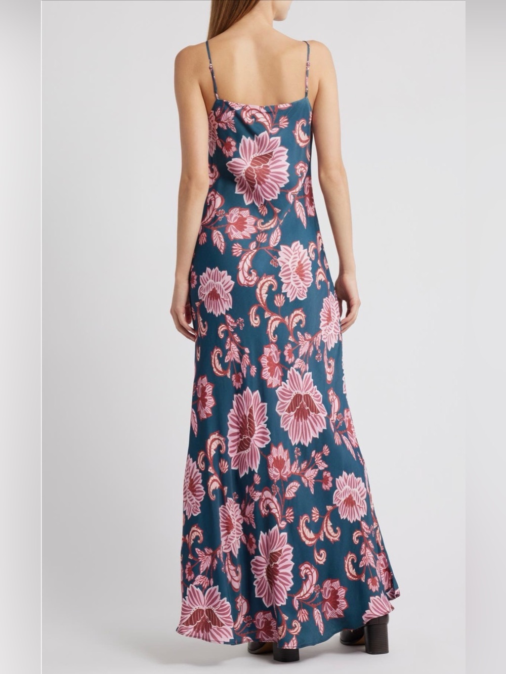 FARM Rio Teal Maxi Dress with Pink Floral Print - Picture 3 of 8